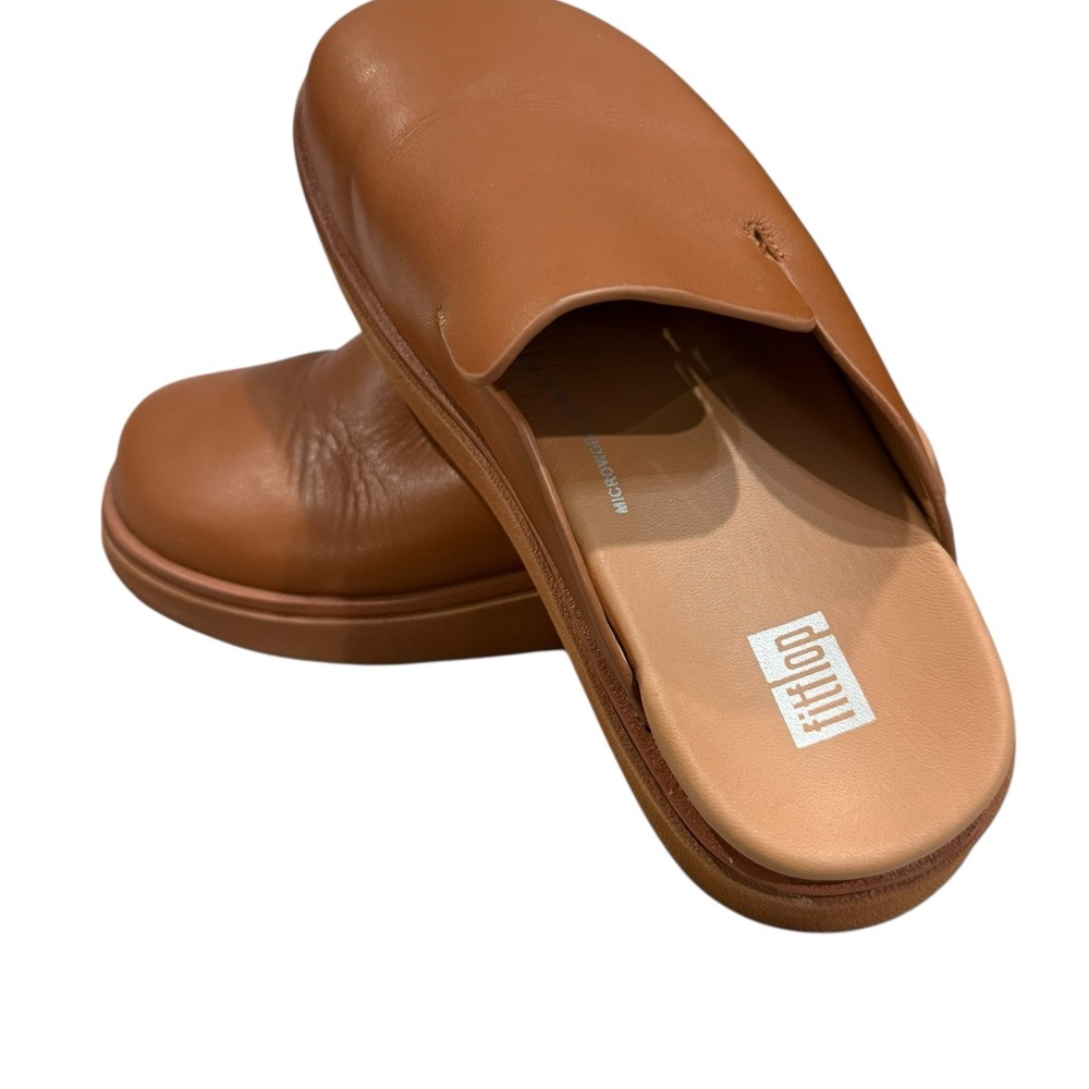 Fitflop leather mules women’s size 5 camel brown color